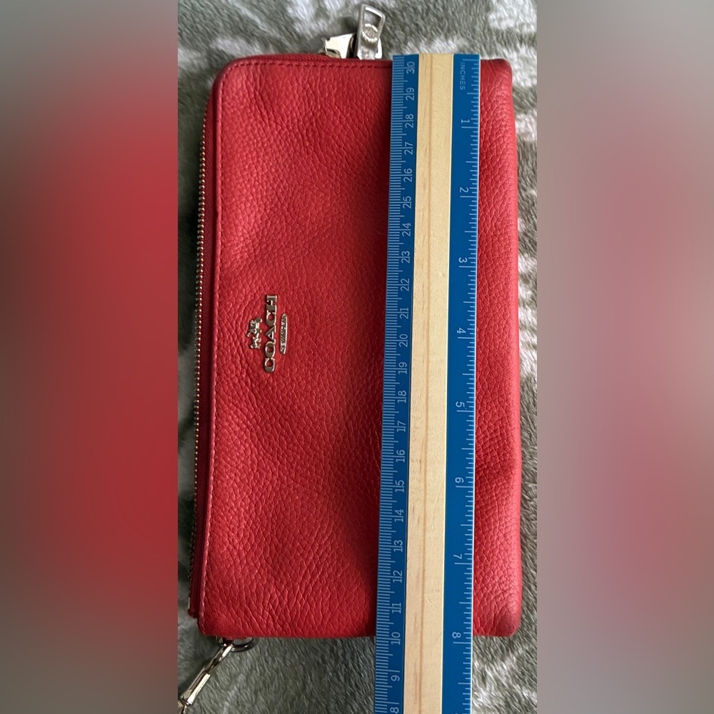 Coach Pebbled Leather Wristlet with Silver Logo - Picture 11 of 11